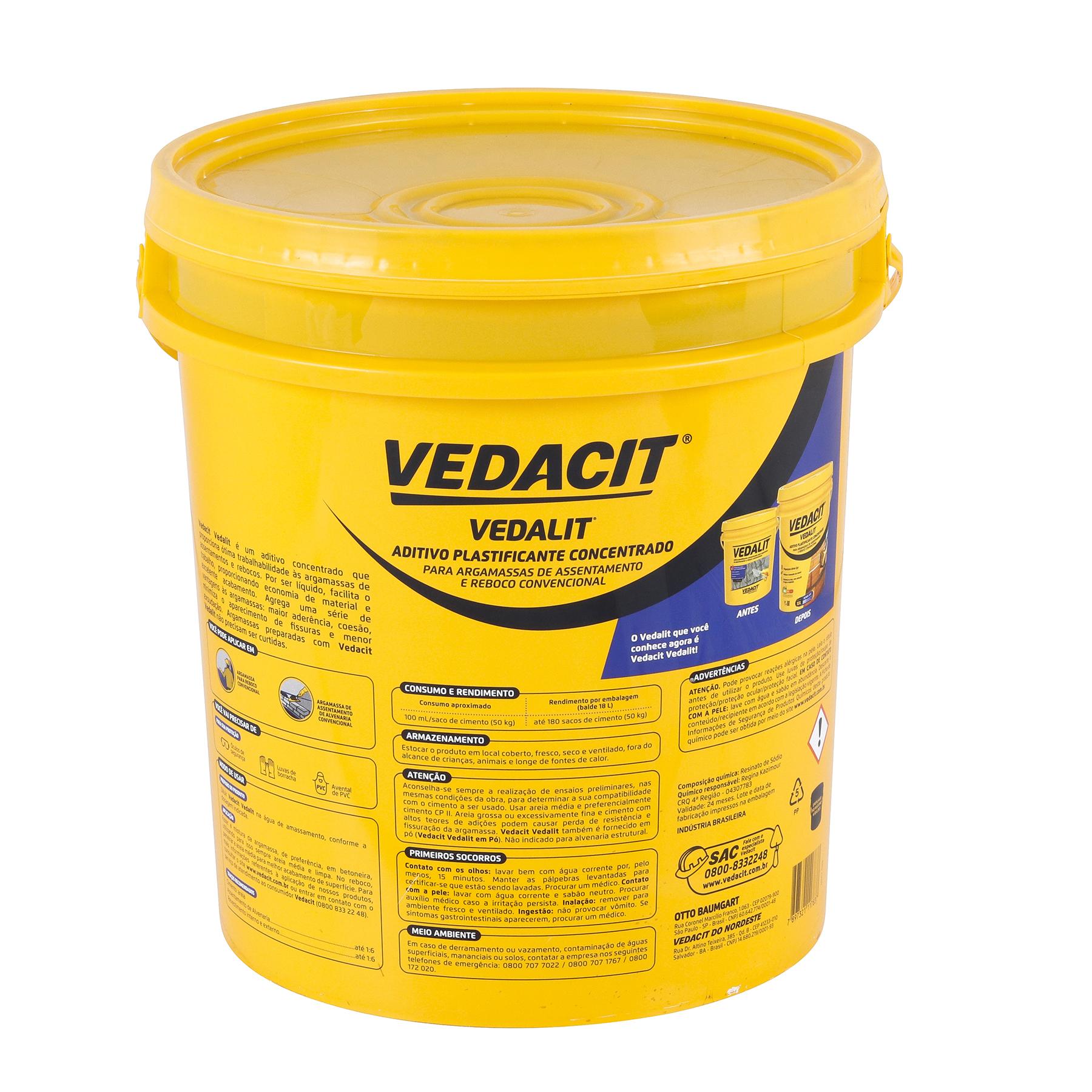 Aditivo Plastificante Vedalit 18L Vedacit