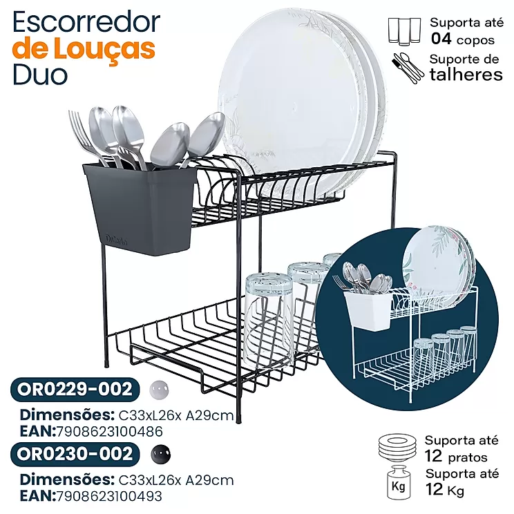 ORO229-002 Escorredor de Louças Duo Branco